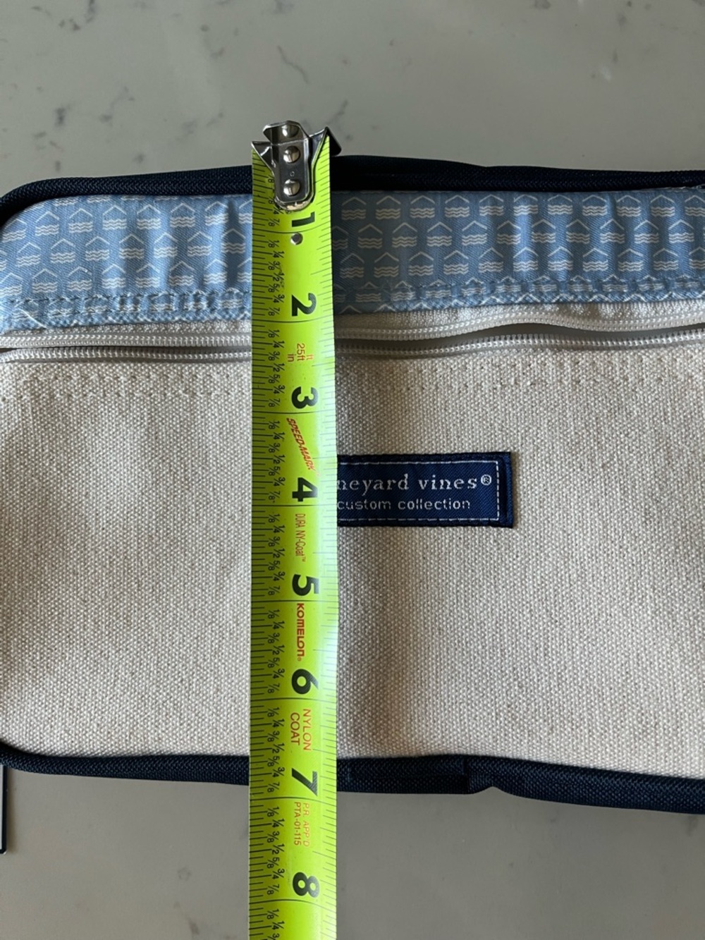 Vineyard Vines Navy Trim Canvas Pouch with Cream Front - Picture 6 of 7